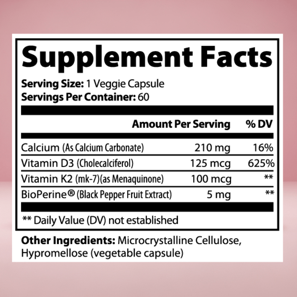 Supplement facts label with detailed nutritional information on a pink background for Atlinex 